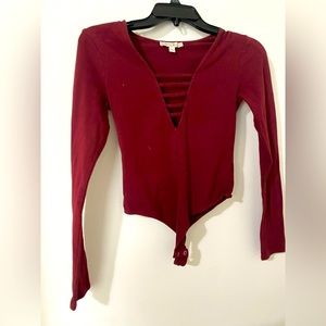 Maroon body suit from Express one eleven